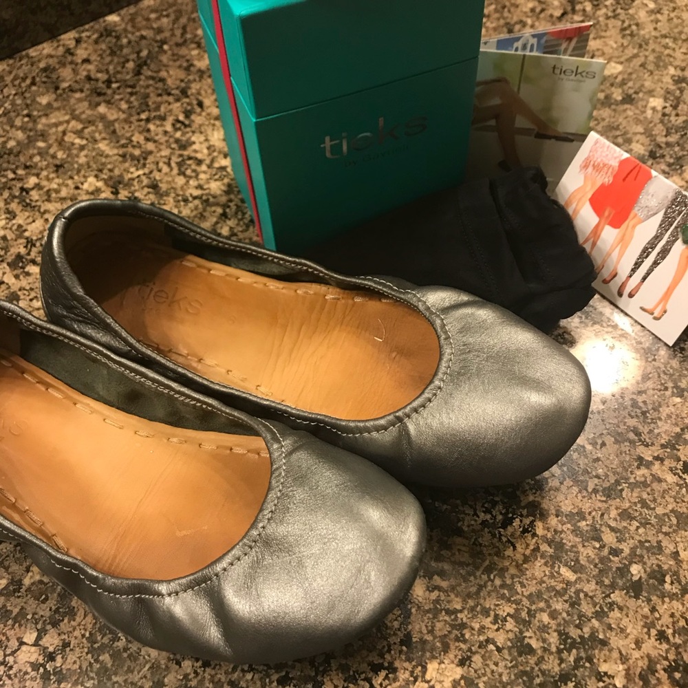 Tieks metallic pewter